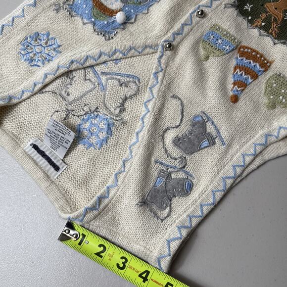Women’s Vintage Winter Sweater Vest Size M Holiday Blue White Christmas Y2K 90s - Picture 9 of 11